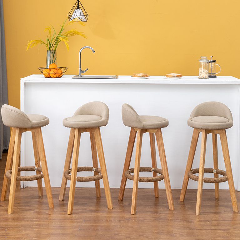 Modern Rubberwood Reception Stool Matte Finish Upholstered Bar Stools