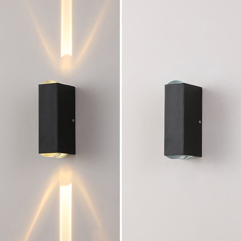 Moderner Stil quadratischer Schatten Wandleuchte Metal 2 Leuchten Wandmontage Beleuchtung in Schwarz