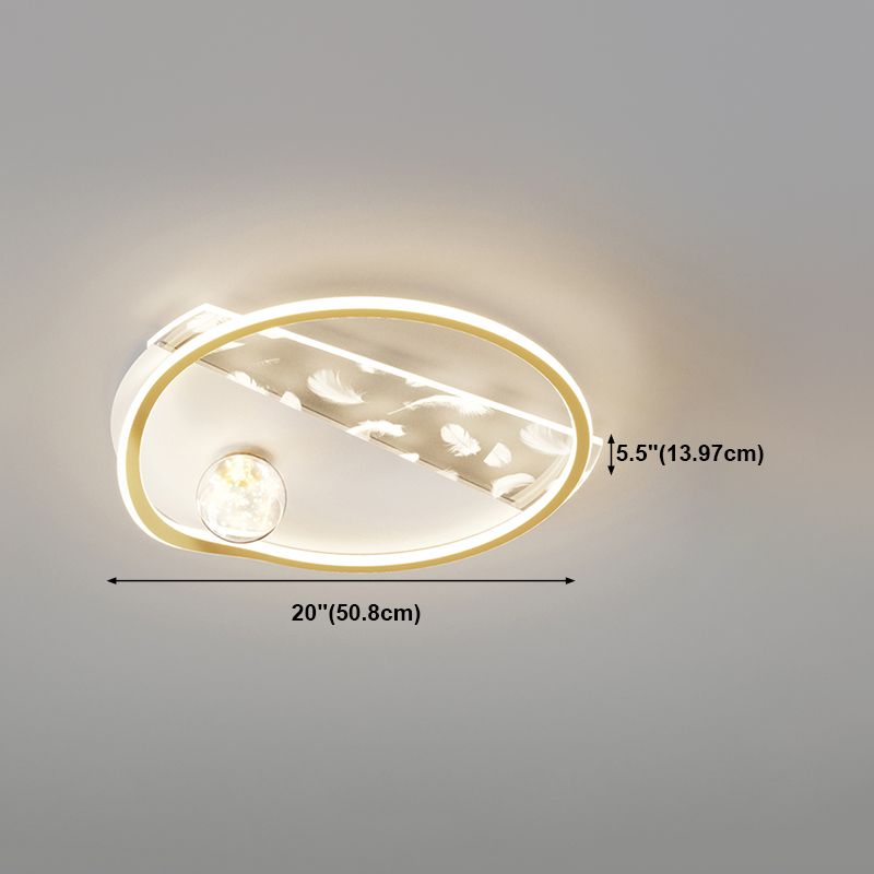 Forme géométrique LED plume plafonnier moderne fer 3 lumières encastré pour salon