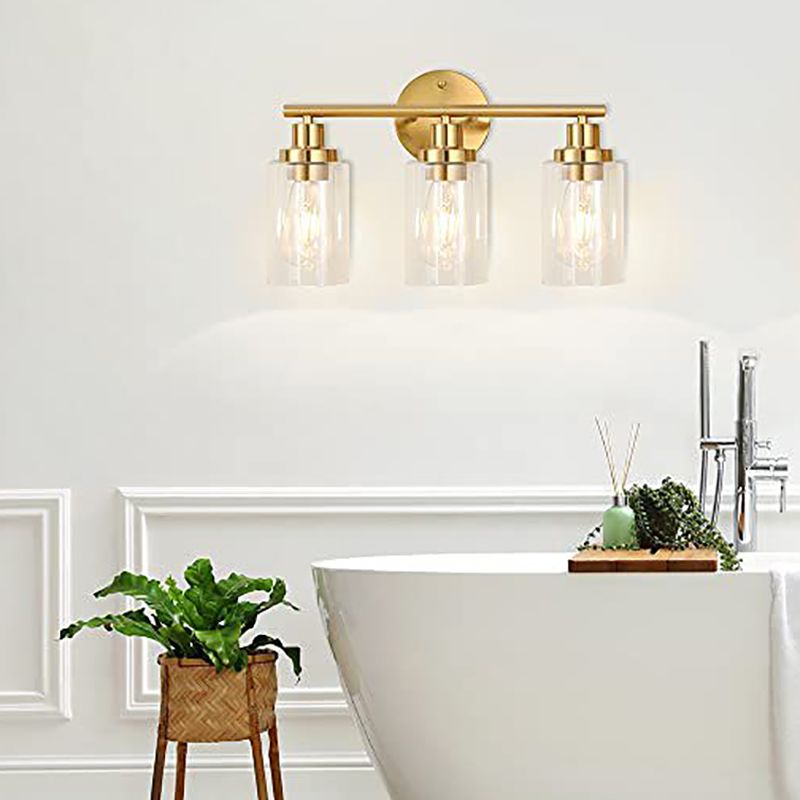 Gold / Black Bathroom Vanity Lighting 3 - Light Iron & Glass Bath Sconce