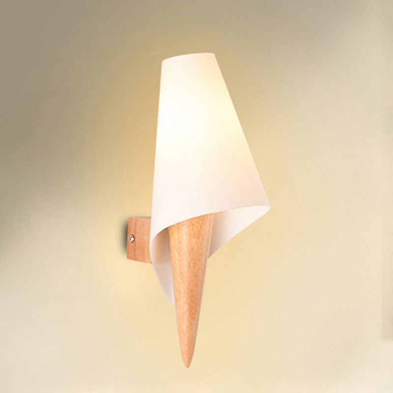 Modernist Wall Sconce Wood and Glass Wall Light Fixture for Bedroom