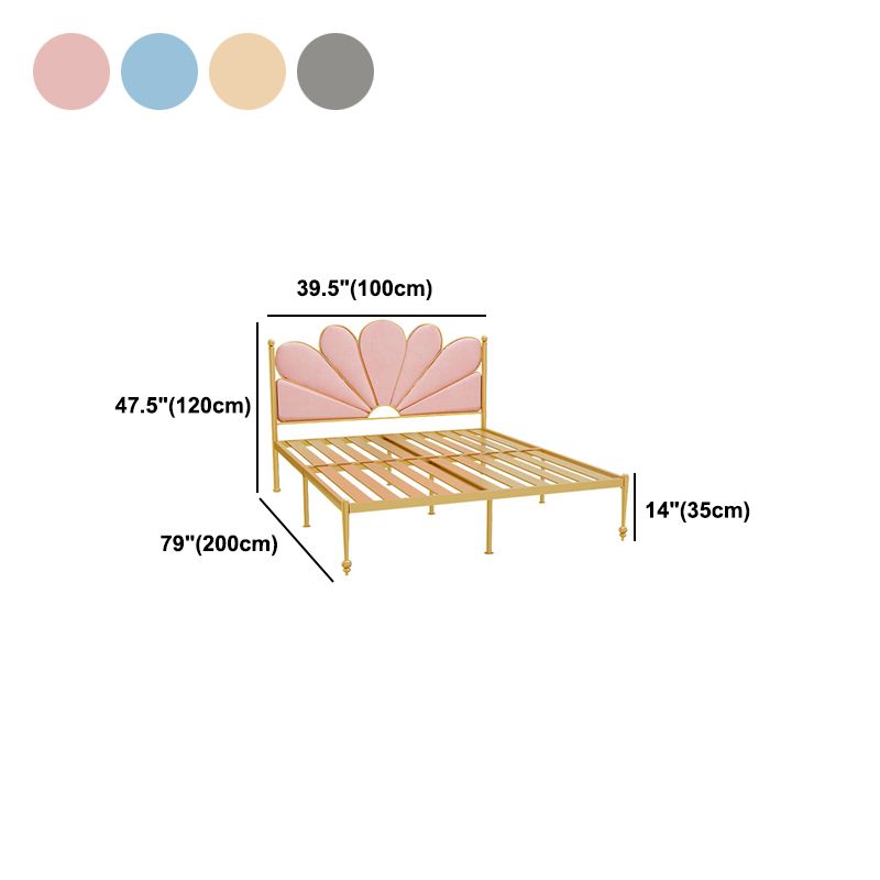 Upholstered Bed with Headboard Metal Bed Frame in Gold Finish