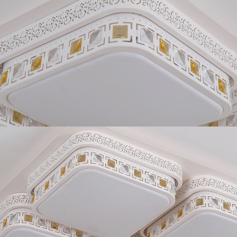 Lámpara de techo rectangular bloque de cristal minimalista LED blanco incorporado cálido / blanco / luz de 3 colores