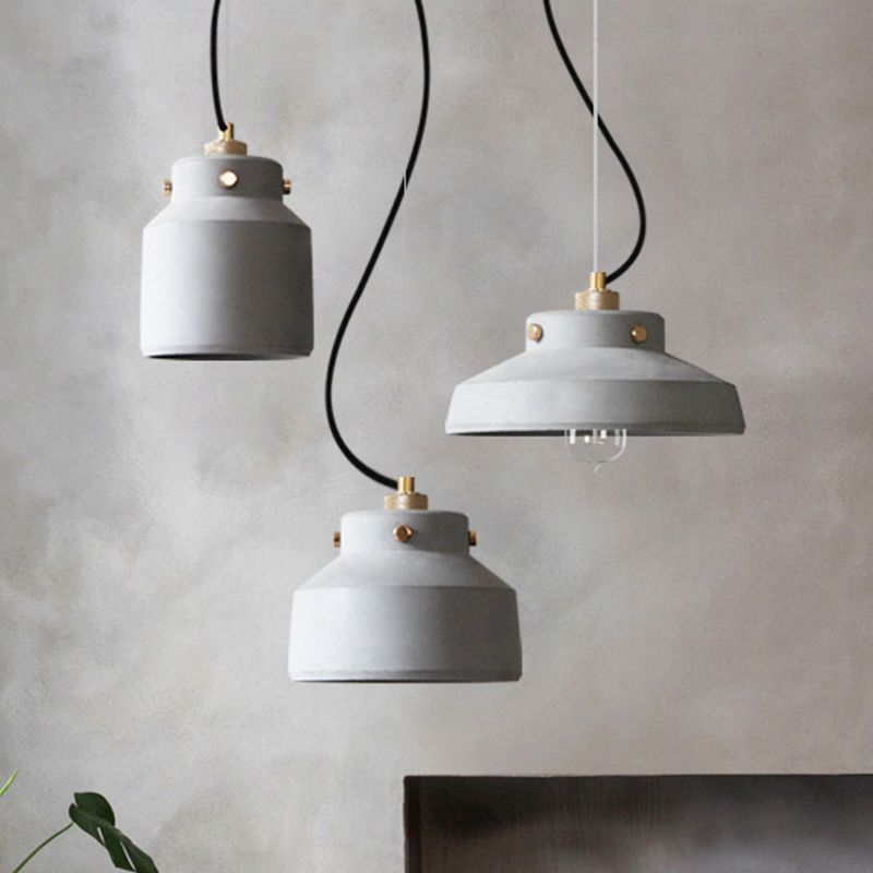 Lámpara de suspensión de cemento de frasco de masas Modernista 1 Lámpara de techo colgante de gris claro, 7 "/10" /12.5 "de ancho