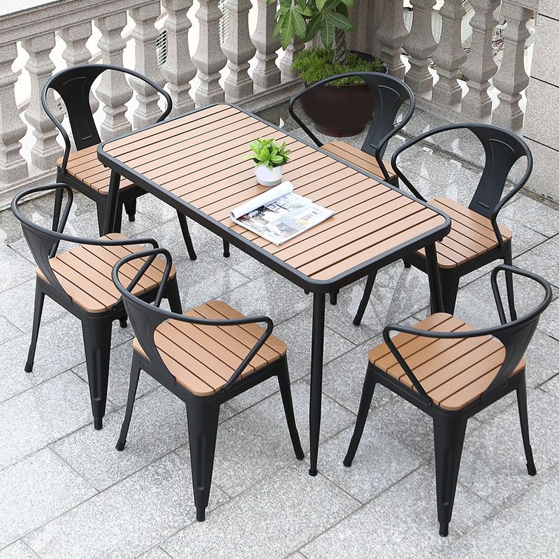 Modern Style Metal Dining Table Set 1/2/3/5/7 Pieces Outdoor Dinette Set