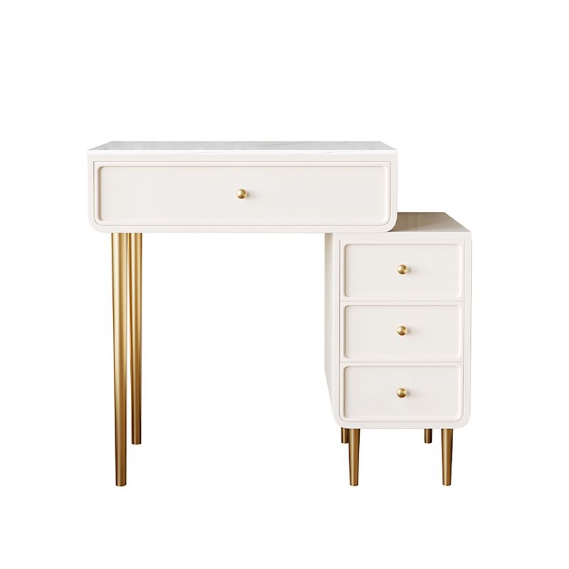 Luxurious Vanity Makeup Dressing Table Solid Wood Dresser with Metal Legs