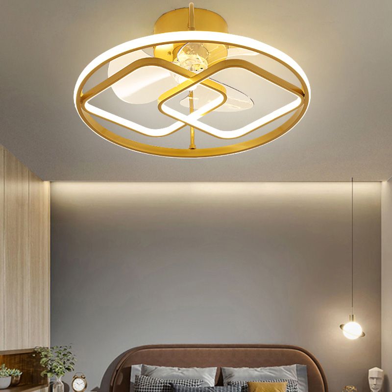 Minimalistische kreisförmige Deckenventilator Leuchte Acryl Schlafzimmer LED LED LEMI BUSH MOUNT LAUT