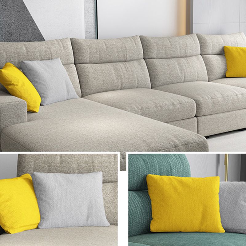 Contemporary Linen Square Arm Sofa & Chaise for Living Room