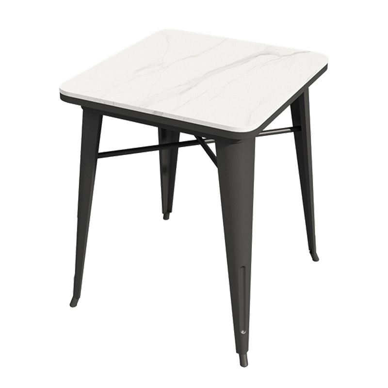Industrialstil Sintered Stone Esstisch Weißer Tisch mit schwarzem Rahmen für Esszimmer