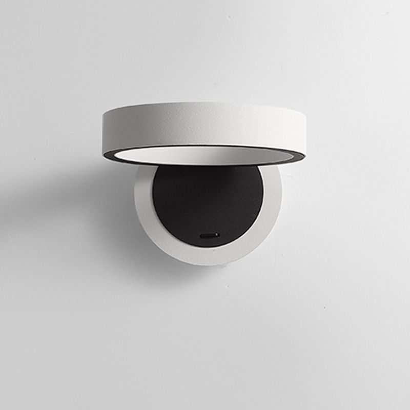 Modern Metal 1-Light Wall Mount Lamp Adjustable Round Wall Sconce for Bedroom