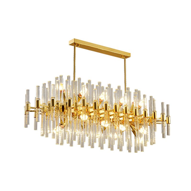 Geometrical Shaped Crystal Rod Chandelier Light Post-Postmodern Gold Pendant Light Fixture