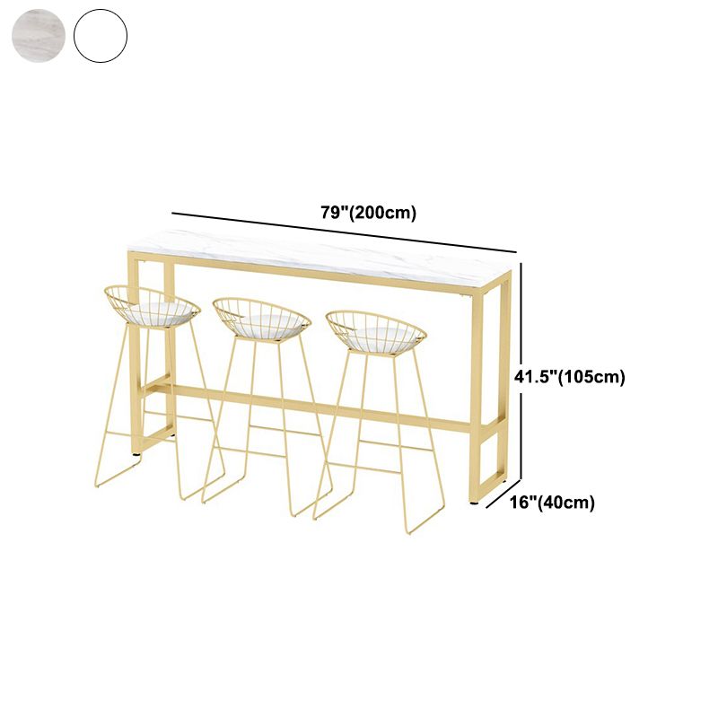 Glam Style Rectangle Bar Table White Trestle Base Bar Dining Table