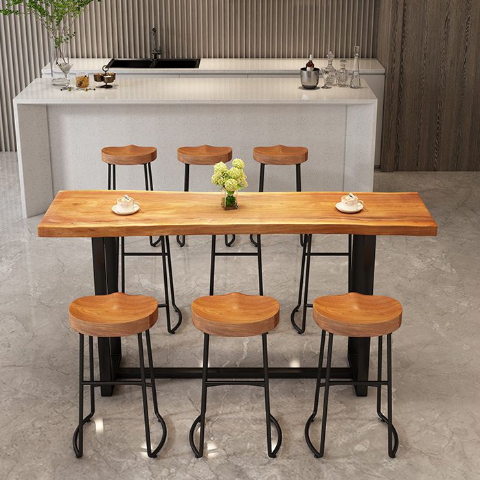 Modern Armless Backless Counter StooI Iron Cashier Bar Stool with Wooden Seat and Pedal