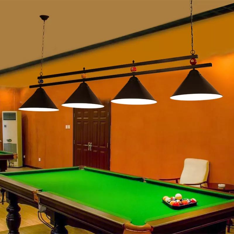 Industrial Conical Island Lamp Metal Pendant Ceiling Light with Decorative Billiards