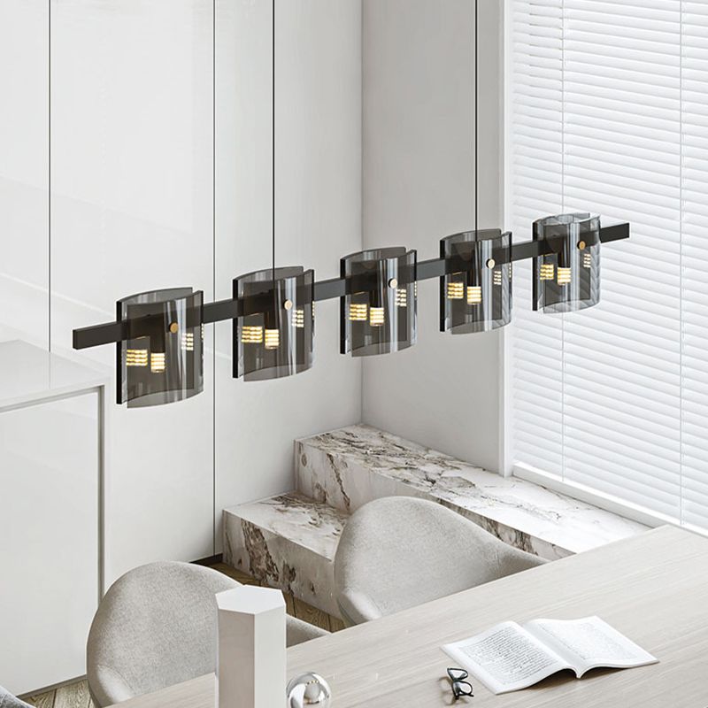 5/6-Light Modernism Black Ceiling Light LED Island Lighting for Dining Table