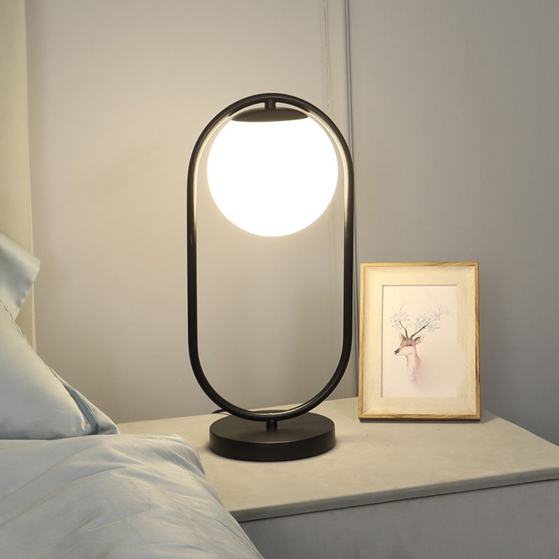 Modern Style Geometry Night Table Lamp White Glass One Light Table Light for Bedroom