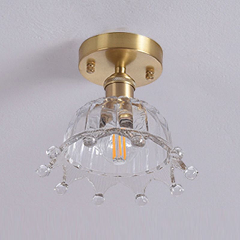 Shaded Glass Semi Flush Mount Light Fixture Nordic Style Brass Semi Flush Light Fixture