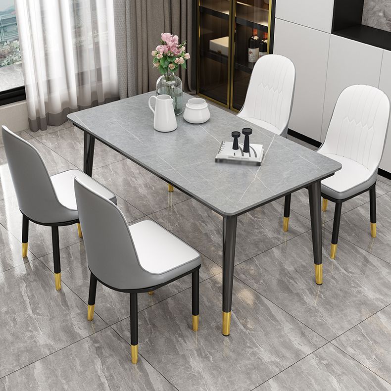 Mesa de piedra sinterizada de cocina industrial Mesa de comedor rectangular estándar con 4 patas Base