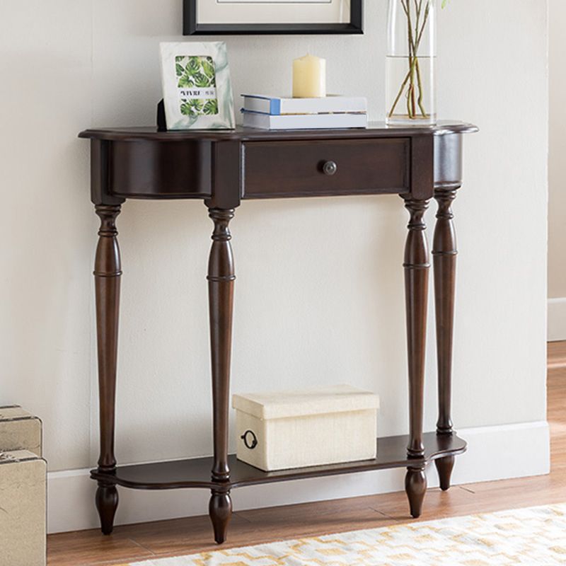 11" Wide Mid-Century Modern Console Table Single Drawer Sofa Table