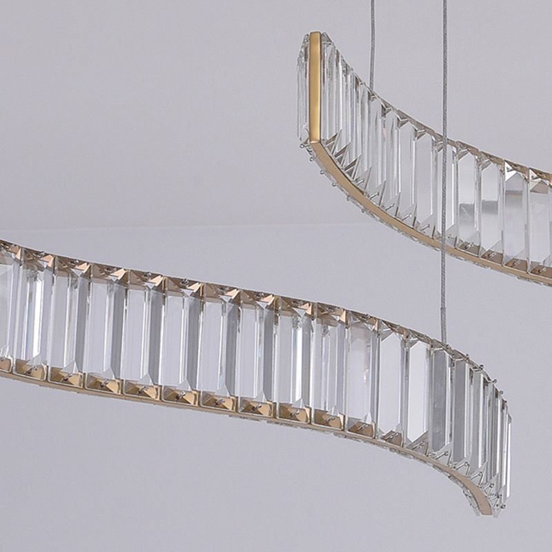 Contemporary Island Light Linear Crystal Island Chandelier Lights for Kitchen