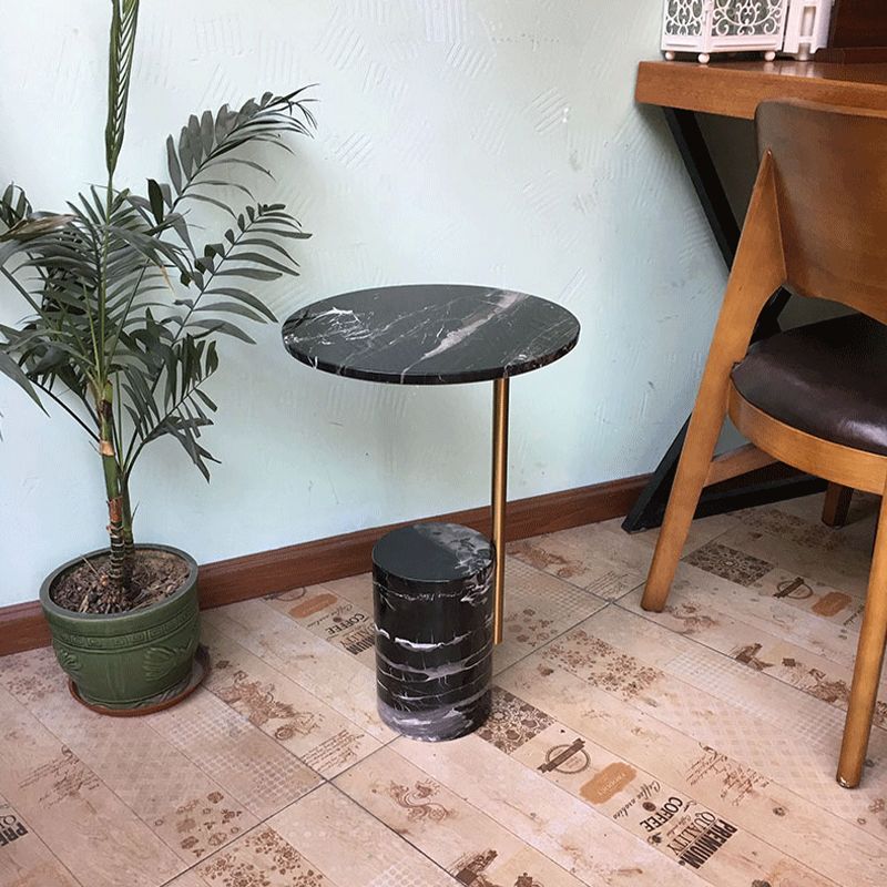Scandinavian Side Table Marble Pedestal Round Living Room End Table