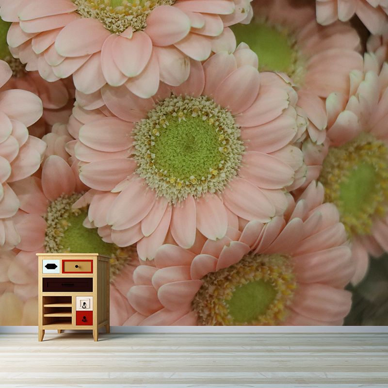 Pink Flower Mural for Living Room Decoration Moisture Resistant, Custom Size Available