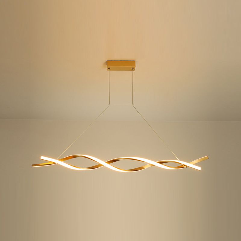 2-Lights Linear Island Light Nordic Aluminum LED Island Pendant for Living Room