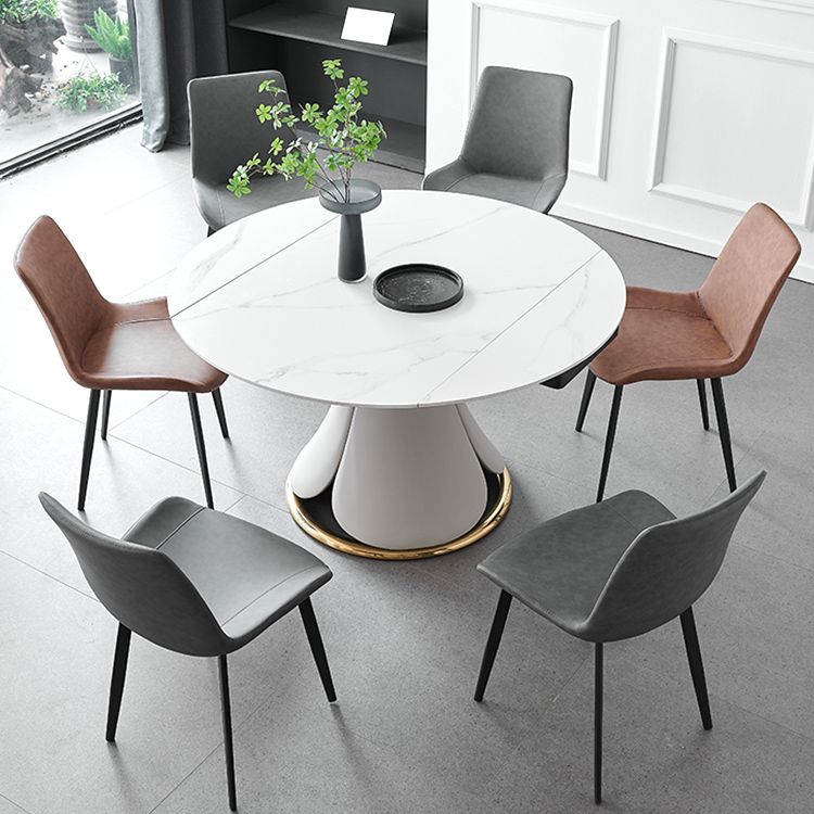 Contemporary Metal Dining Room Chairs Armless Leather Dining Chairs for Home Use