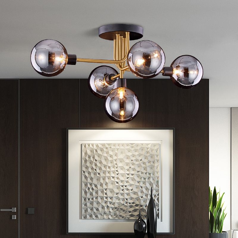 Plafonnier rond en verre semi-affleurant, luminaire de style simple, lustre semi-encastré