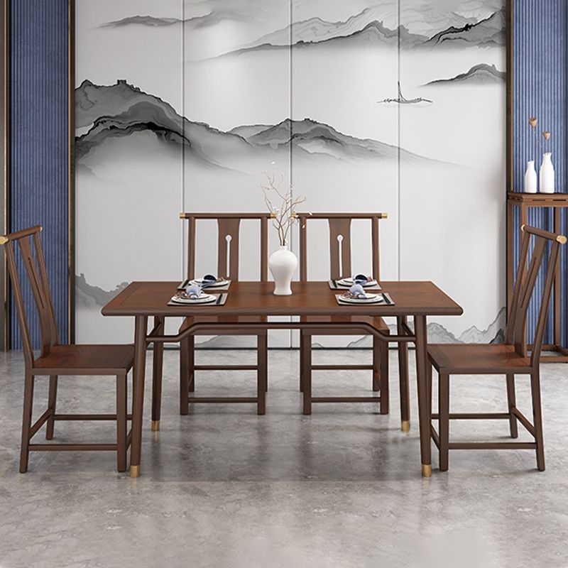 Traditional 1/2/5/7 Pieces Furniture Solid Wood Rectangle Dining Table Set in Brown