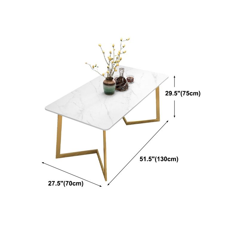 Traditional Luxury Dining Table Sintered Stone Rectangle Table with Gold Base
