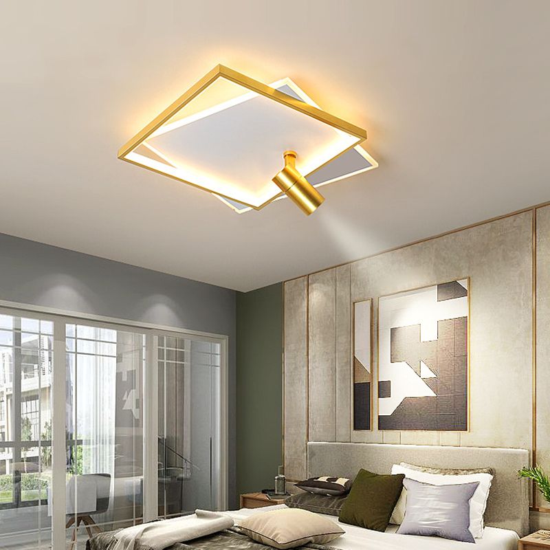 Plafonnier LED de luxe moderne en fer forgé carré encastré avec abat-jour en acrylique