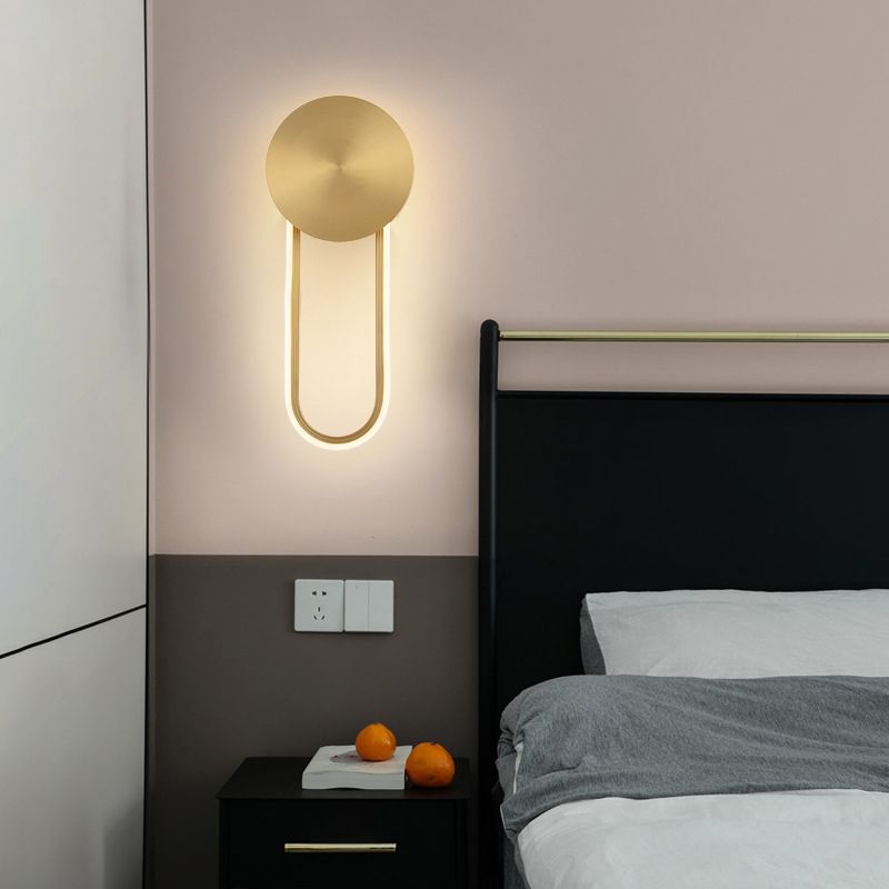 Eenvoudige elliptische muur SCONCE LICHT METAL BEDBAAD LED LED WANDELAAR LAMP WANDEN IN MESS