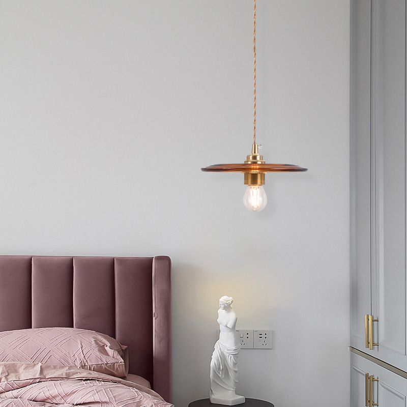 Retro Minimalist 1 Light Pendant Lamp Lens Glass Shade Pendant Light Fixture for Living Room