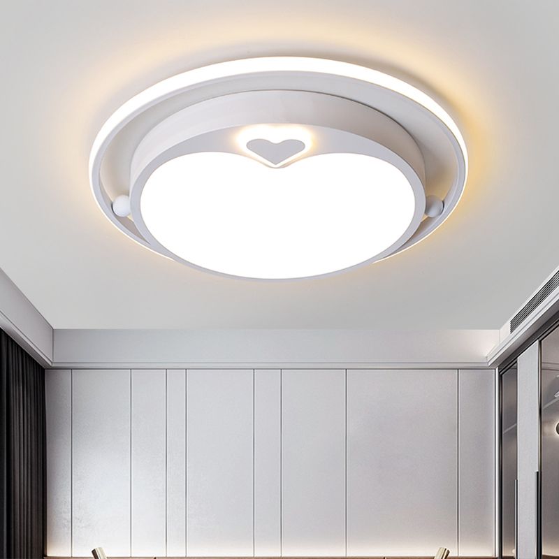 White Apple Ceiling Flush Light Fixture Nordic LED Acrylic Flush Mount Lighting in Warm/White Light