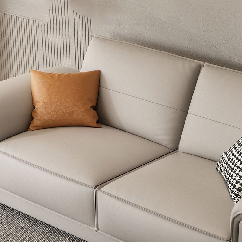 Contemporary 35.4" H Faux Leather Pillow Top Arm Sofa for Living Room