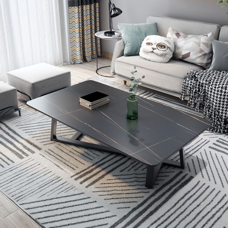 Slate Coffee Table Rectangular Open Shelf Minimalist Coffee Table