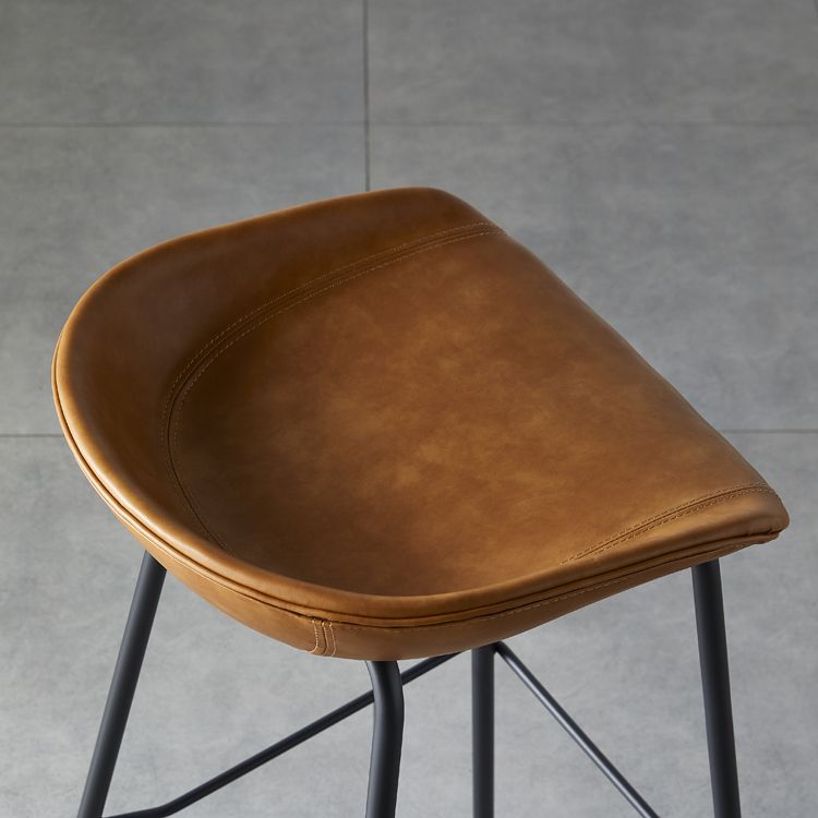 Modern Backrest Armless Counter Stool Iron Bar Stool with Pedal for Cafe