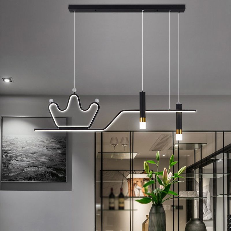 Modern 4-Light Black/Golden Ceiling Light Metal Kitchen Island Lighting for Dining Room