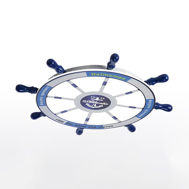 Méditerranée Rudder Ceiling Light Fixture Metal Boys Bedroom LED Ceiling Flush Mount in Blue