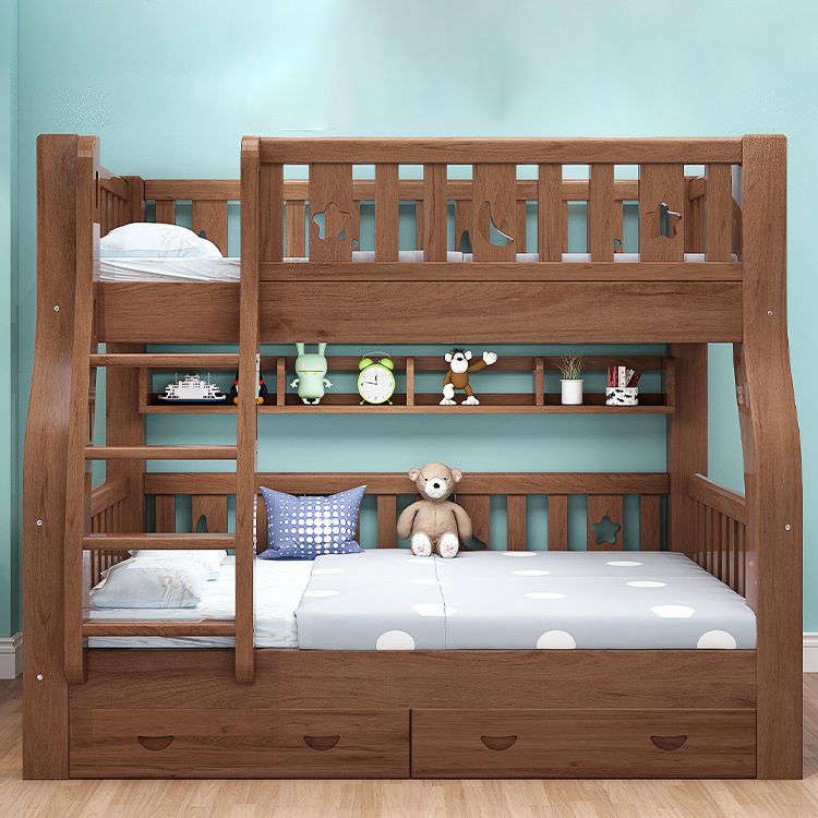 Mid-Century Modern Storage Bunk Bed Solid Wood Gender Neutral Kids Bed