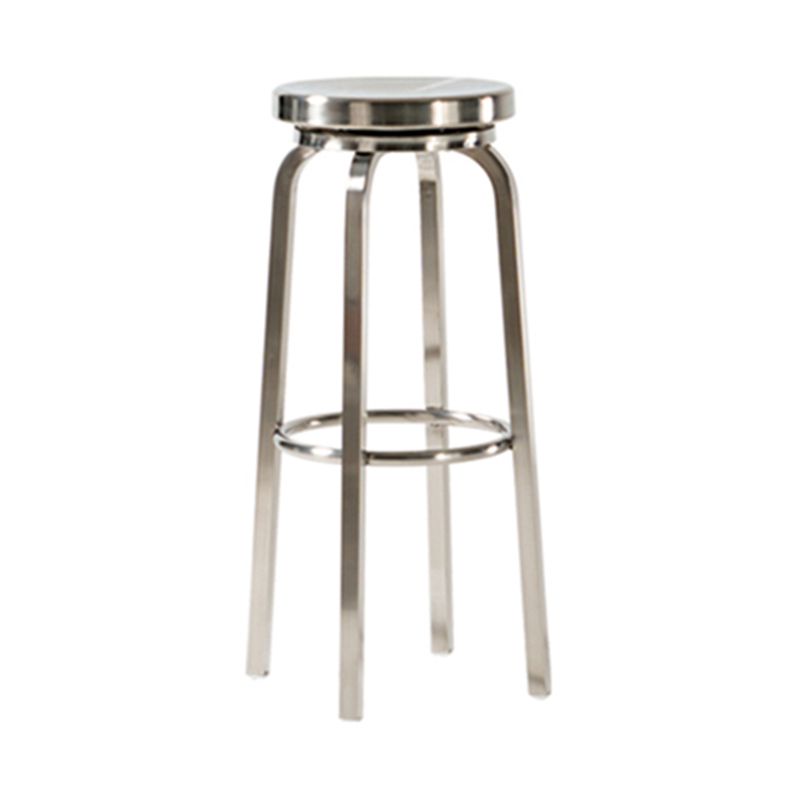 Glossy Stainless Steel Brushed Barstool Industrial Tall Stool with Round Seat