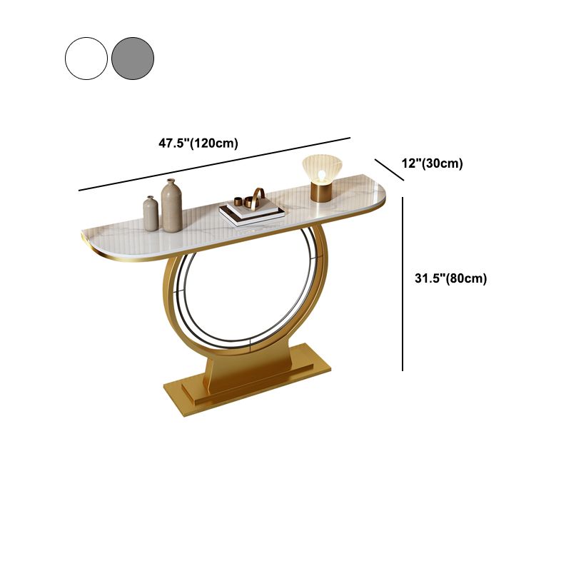 Glam Hall Pedestal Slate Half Moon Scratch Resistant Console Table