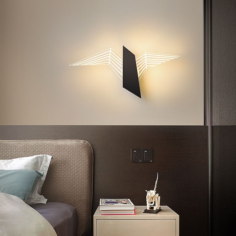 Metal and Acrylic LED Wall Flush Mount Contemporary in Black / White / Gold