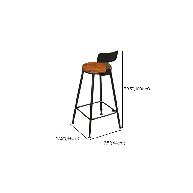 Industrial Low Back Counter & Bar Stool in Black and Brown for Restaurant