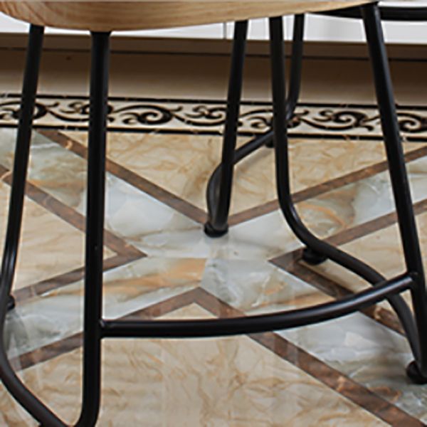 Modern Backless Armless Counter Stool Iron Cashier Bar Stool with Wooden Seat and Pedal