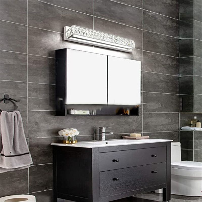 Single Chrome Modern Style Bathroom Vanity Light LED Crystal Bath Bar