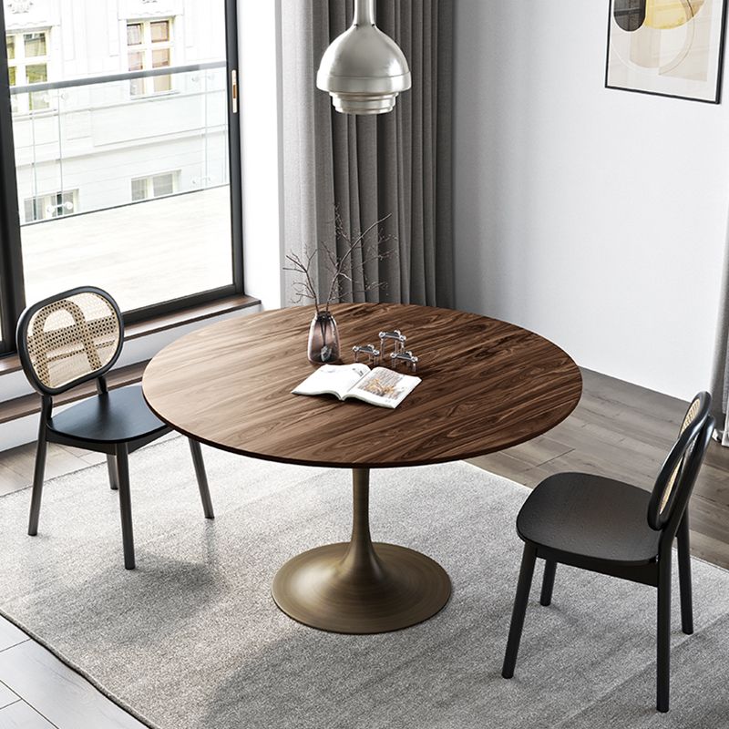 Contemporary Dining Table Round Dining Table in Walnut with Tulip Base