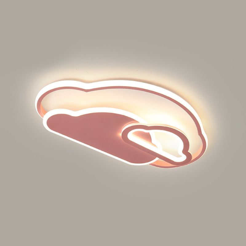 Pink Cloud Flush Mount Light Cartoon LED Acrylic Flushmount Lighting for Girls Bedroom