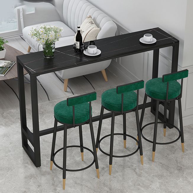 Glam Upholstered Counter Stool Bar-height Low Back Bar Stool with Metal Base